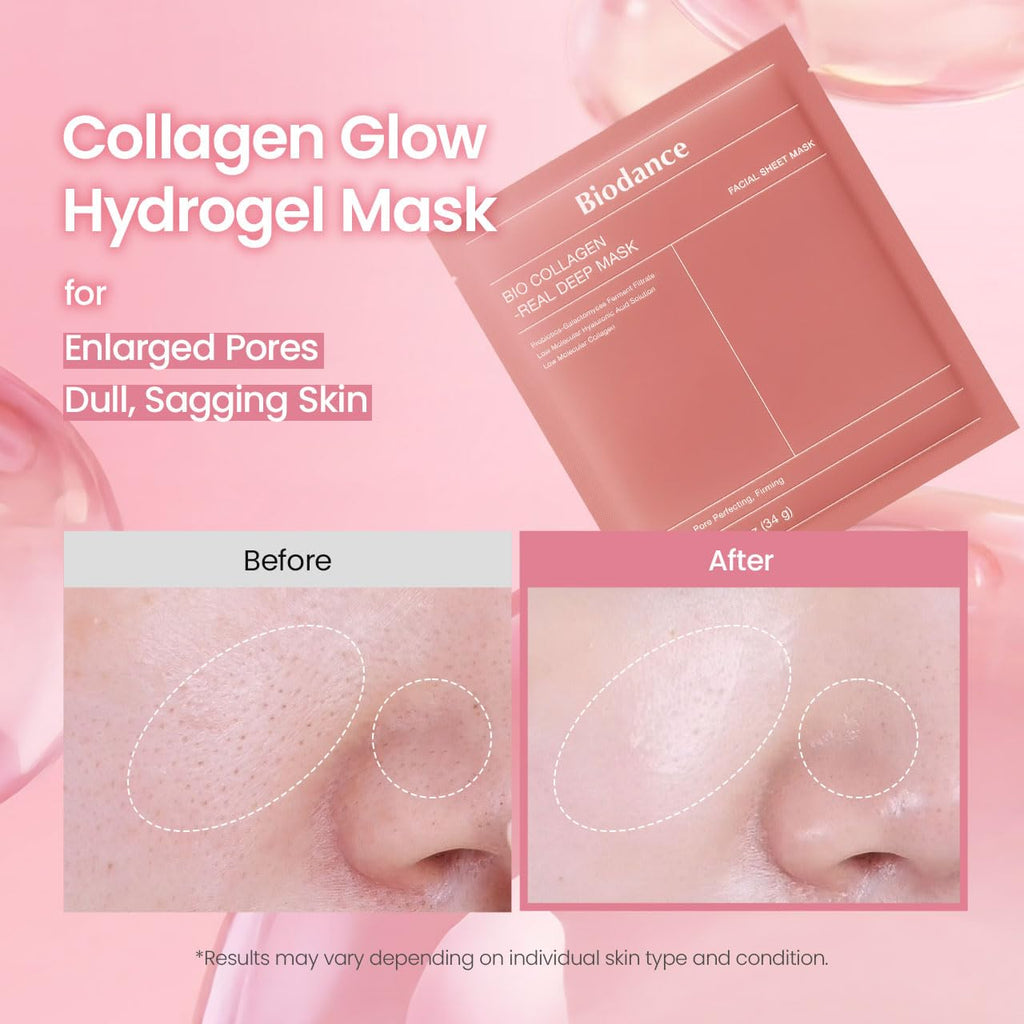 BIODANCE Collagen Pink Glow Trio: Collagen Real Deep Mask & Toner Pads & Peptide Serum for Plumping Hydration, Firming, Korean Skin Care, Skin Care Set