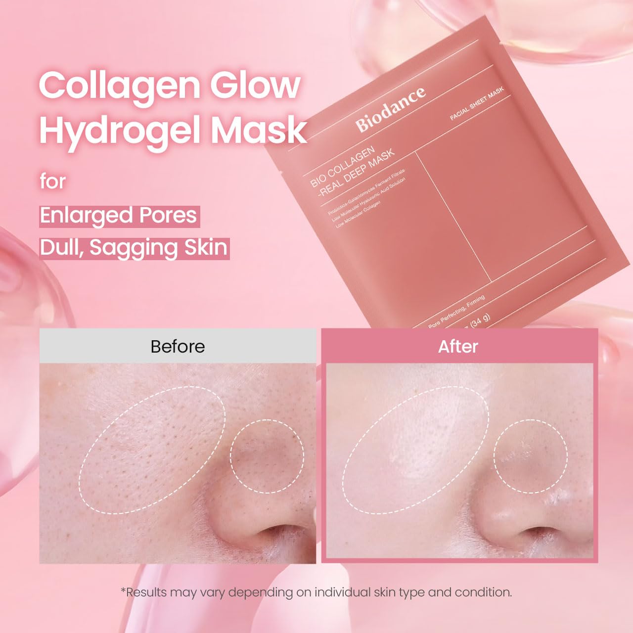 BIODANCE Collagen Pink Glow Trio: Collagen Real Deep Mask & Toner Pads & Peptide Serum for Plumping Hydration, Firming, Korean Skin Care, Skin Care Set